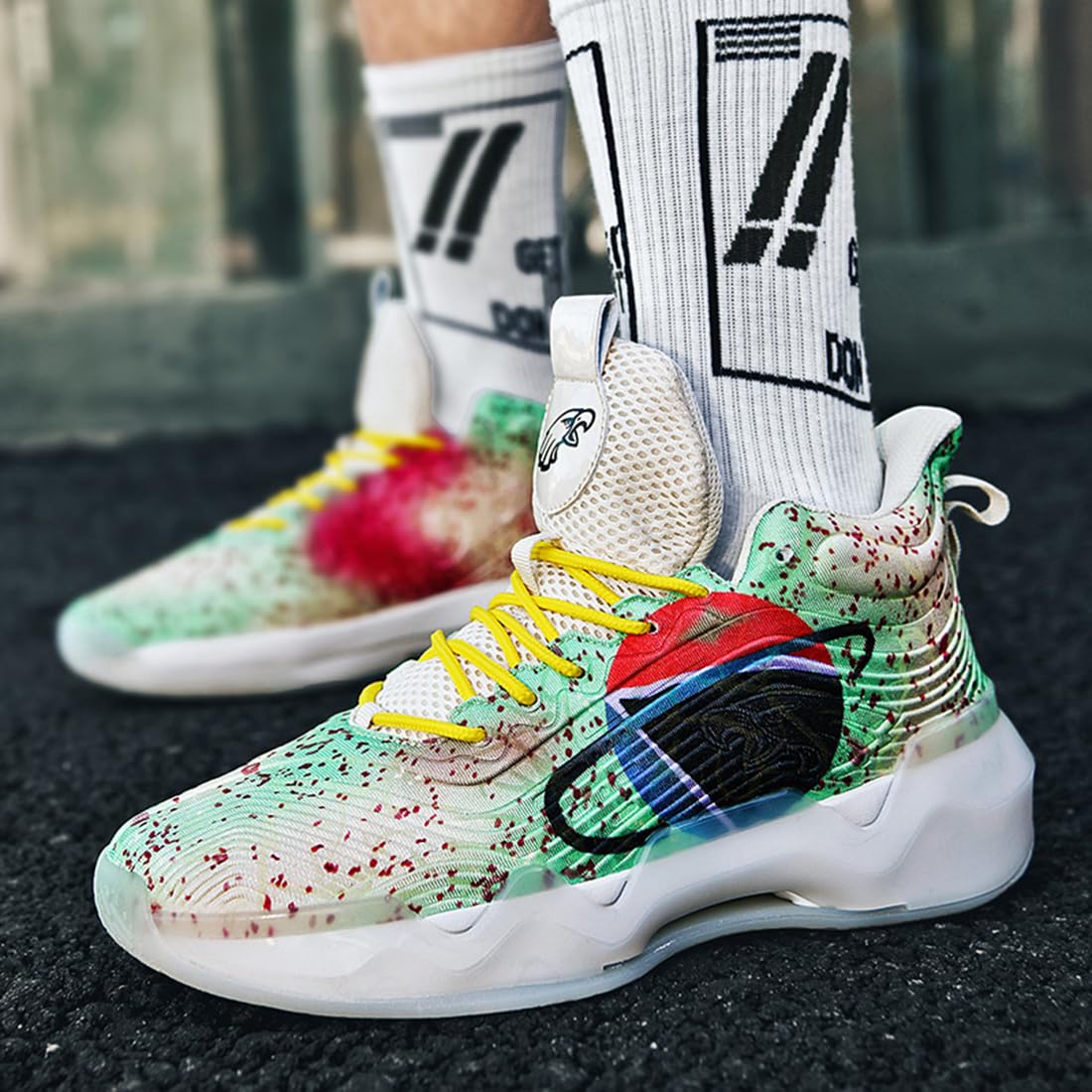 Męskie buty do koszykówki, buty sportowe, amortyzujące wstrząsy, oddychające, do koszykówki, męskie, lekkie buty sportowe, do biegania, antypoślizgowe, sportowe sneakersy, bsk f37, 45 EU