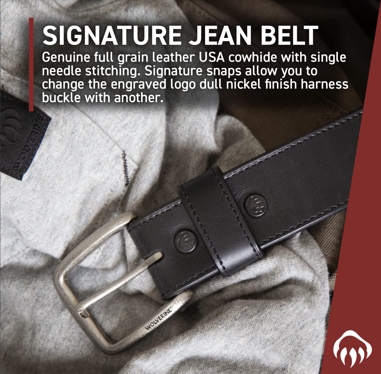 Snapklik.com : WOLVERINE Men Rugged Boot Leather Work Belt