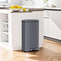 Vista 5 de Arlopu 8 Gallon Step Trash Can, Stainless Steel Garbage Bin, Soft-Close Rubbish Bin with Removable Plastic Inner Bucket, Fingerprint-Proof, Lid Grey