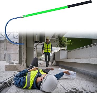 Commercial High Voltage Insulated Rescue Hook, Anti-Electrocution Fire Electrical Safety Pole Tool Life-Saving Rod with Non-Slip Handle, for Power Station/Factory ElecGreen-3.3ft/1m-10kV