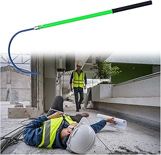 Commercial High Voltage Insulated Rescue Hook, Anti-Electrocution Fire Electrical Safety Pole Tool Life-Saving Rod with Non-Slip Handle, for Power Station/Factory Elec(Green-4.9ft/1.5m-35kV
