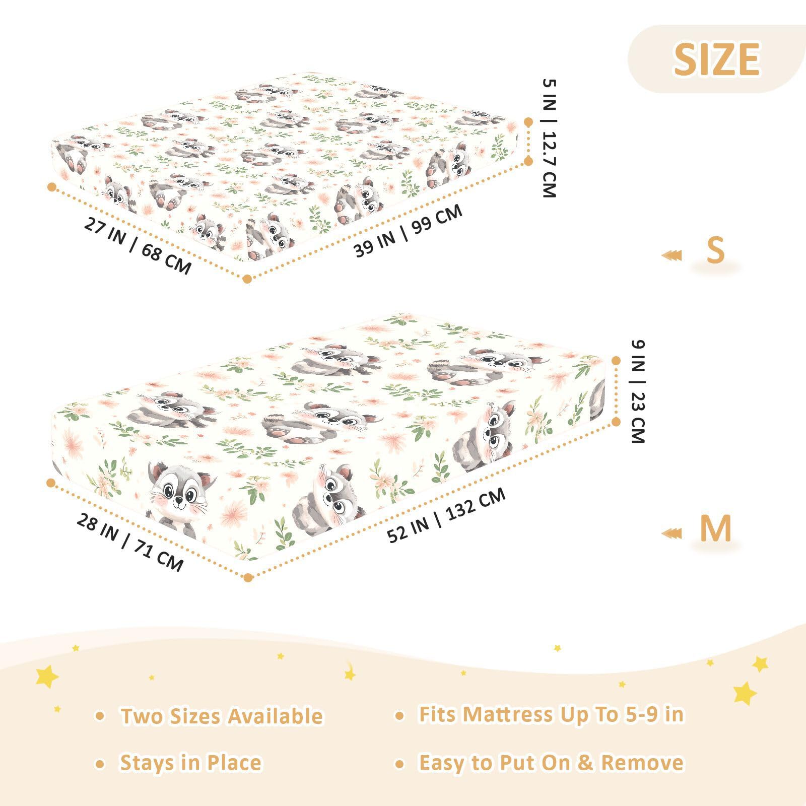 Sábanas de algodón para cuna de bebé con diseño de mapache rosa de dibujos animados, cómoda y transpirable, para decoración de guardería, 1 paquete para corral de