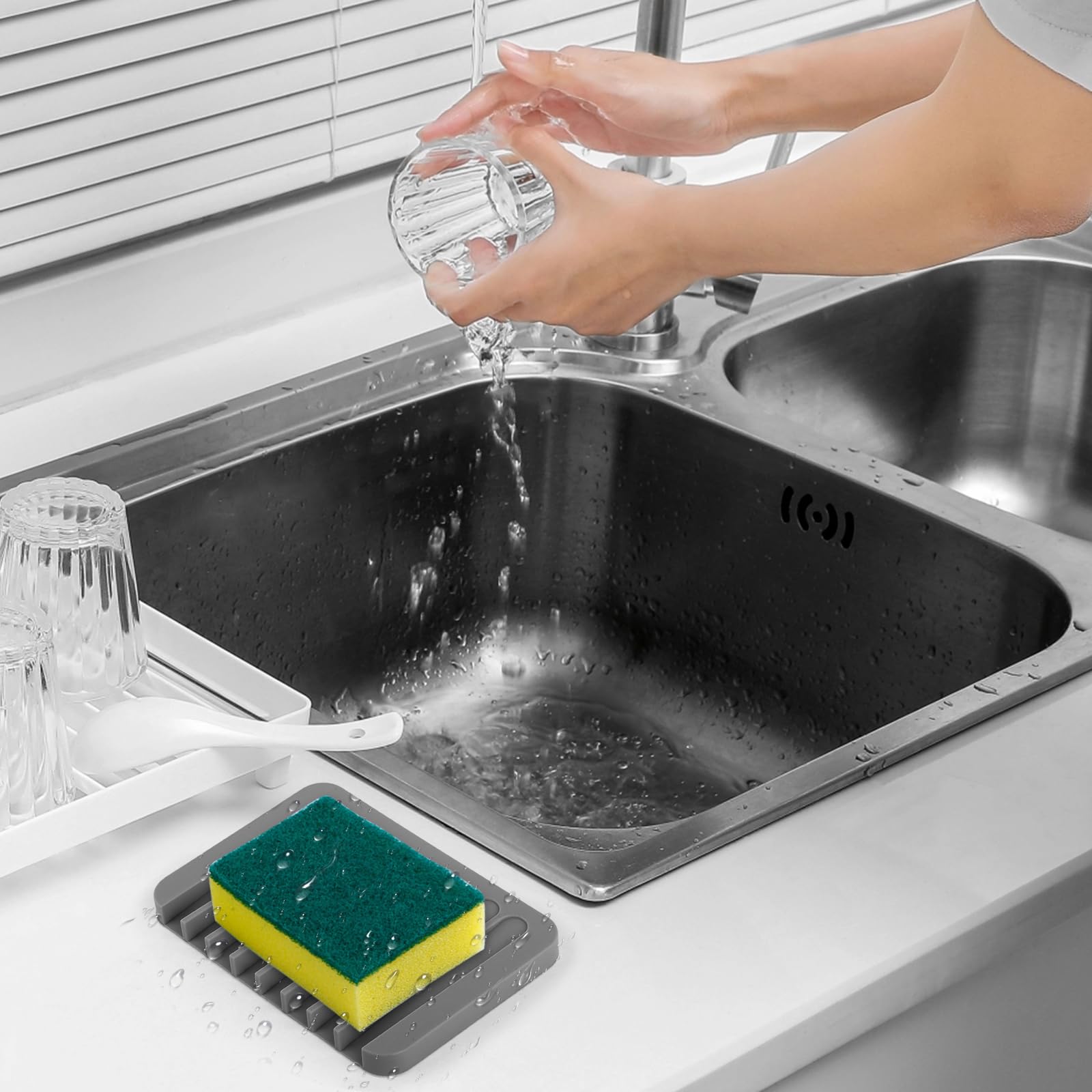 Image secondaire de 4pcs Porte Savon,Support Savon, Silicone avec Drain de vidage,Porte Savon Douche,Plateau à Savon,pour Salle de Bain Cuisine Comp