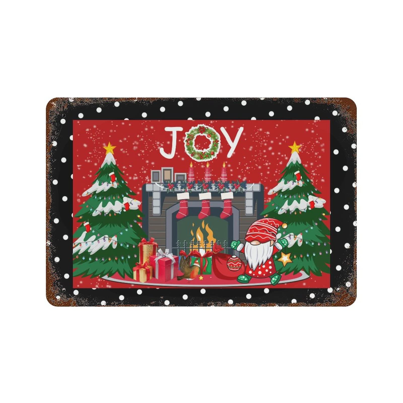 Panneau de rue Noël gnome Joy en métal durable contre la déco fragile