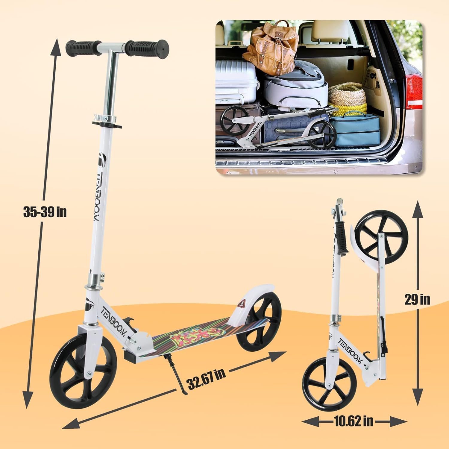 Kick Scooter for Ages 6+, Kids, Teens & Adults. Max Load 240 LBS. 8IN Big Wheels for Kids, Teens & Adults, 3 Adjustable Levels - Image 3