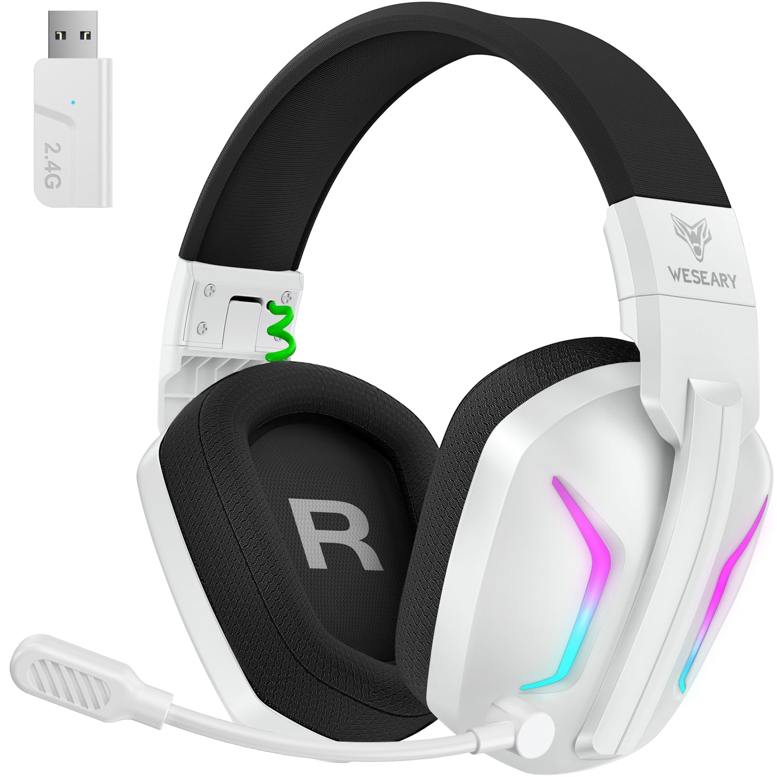 WESEARY Gaming Headset Wireless mit Mikrofon für PS5, PS4, PC, Switch, Smartphone, Mac, Laptop, 2,4 GHz & Bluetooth Kopfhörer mit Noise Cancelling Mikrofon
