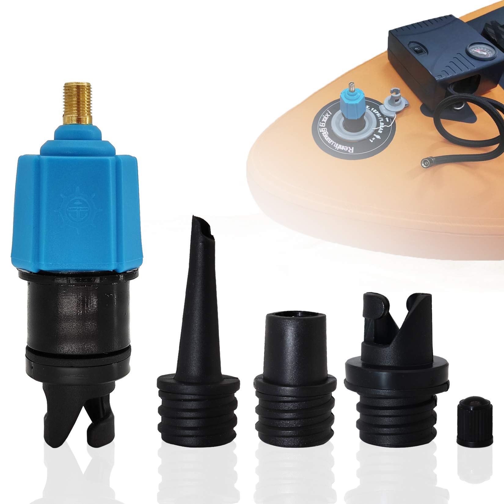 Buy SUP Pump Electric Compressor adapter with 4 Air Valve Nozzles, Air