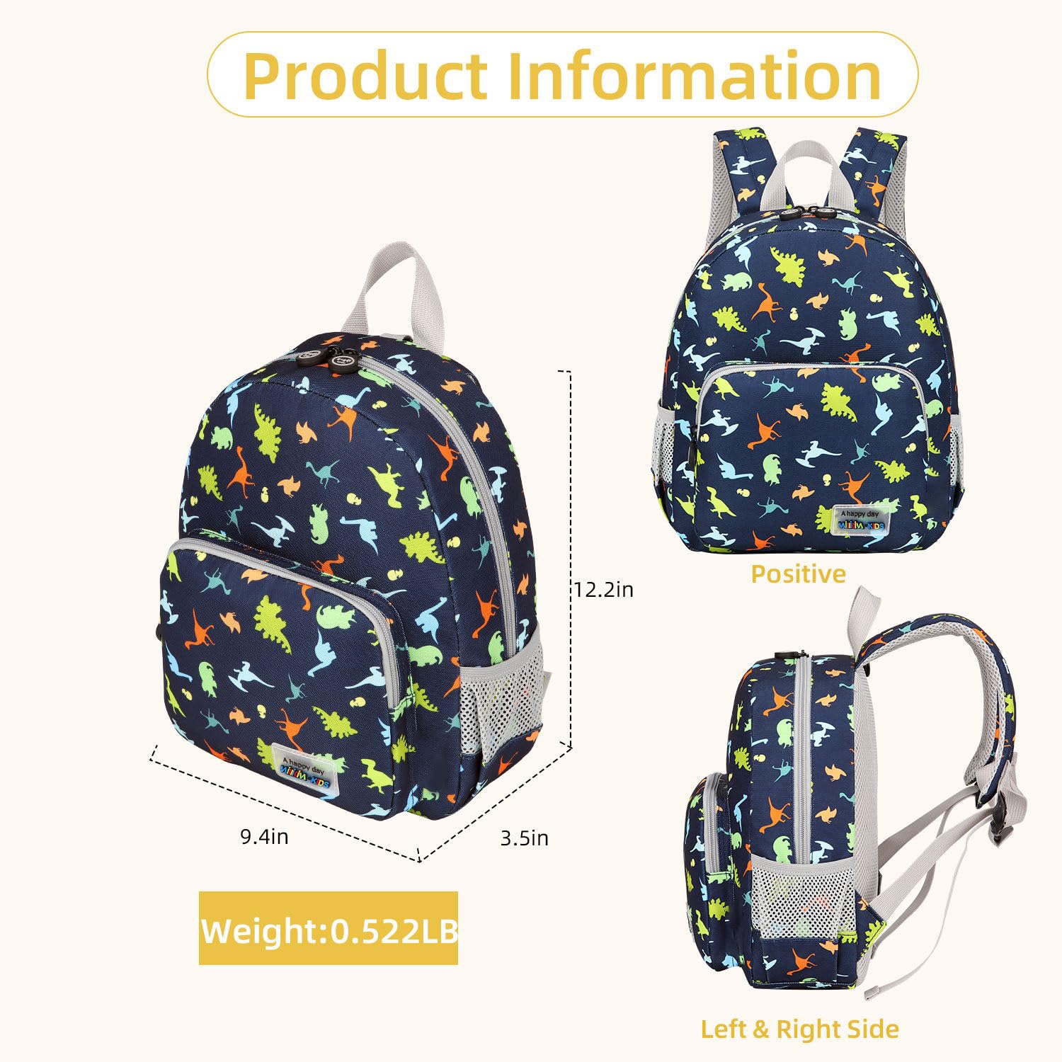 willikiva Dinosaurier-Rucksack für KleinkinderJungen und Mädchen Wasserdicht Mit Sicherheitsgurt Leine Für Vorschulkinder