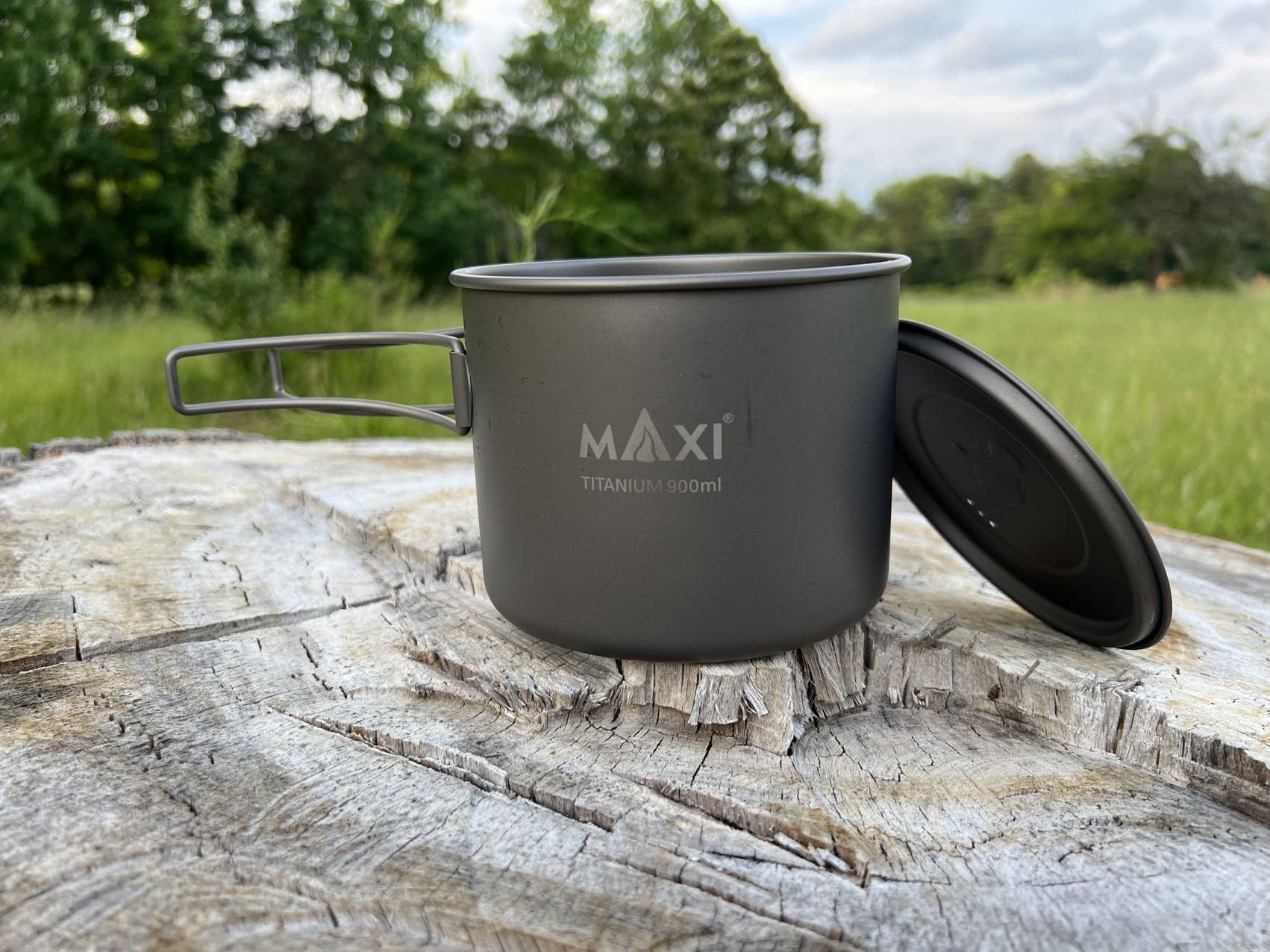Outdoor Cooking Pot 950 Ml Titanium Pot With Handles Out