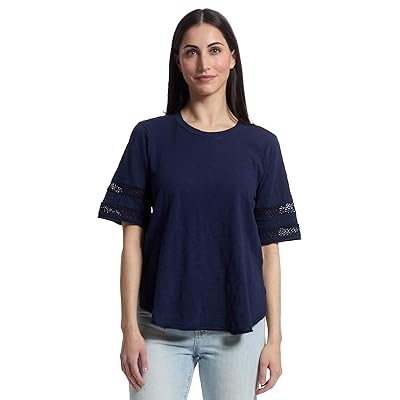 Mod o doc Mix Media Half Sleeve Crew Neck T Shirts Women
