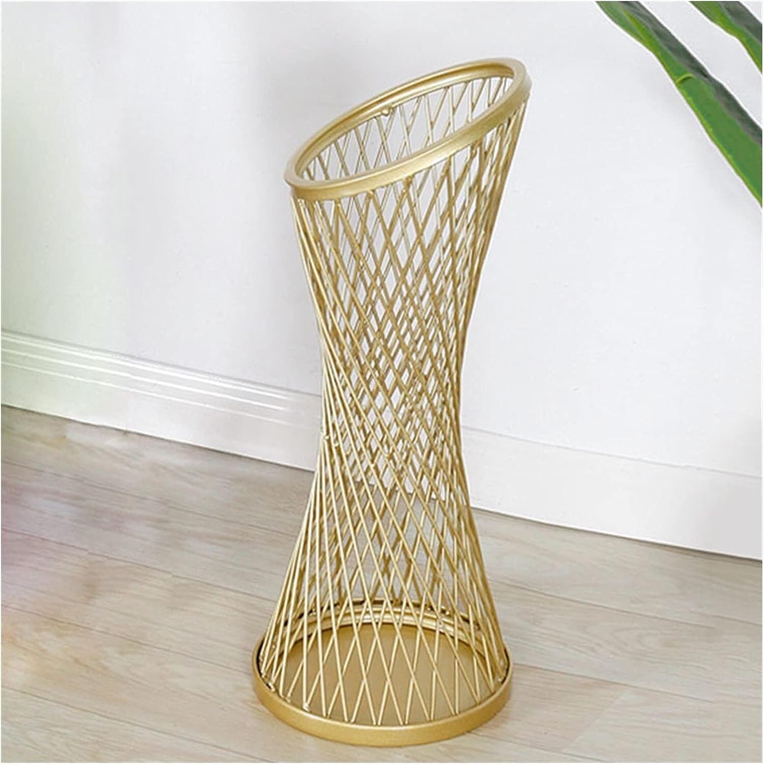 GHHVFEC Metal Umbrella Stand for Office & Hotel Entryway, Decorative Gold Design with Removable Drip Tray & Hook, 30x73cm - Stylish Storage Solution