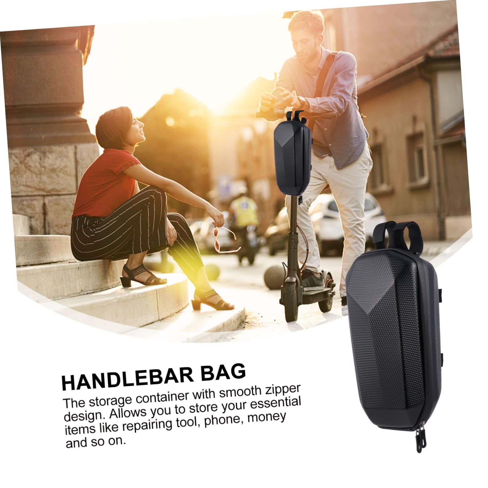 LIOOBO Wasserdichtes Frontsack Hartschalen-lenkertasche Im Freien Aufbewahrungstasche Für Elektroroller Handhaben Lenkerbeutel Fahrradlenkertasche Radfahren Koffer Eva Schwarz