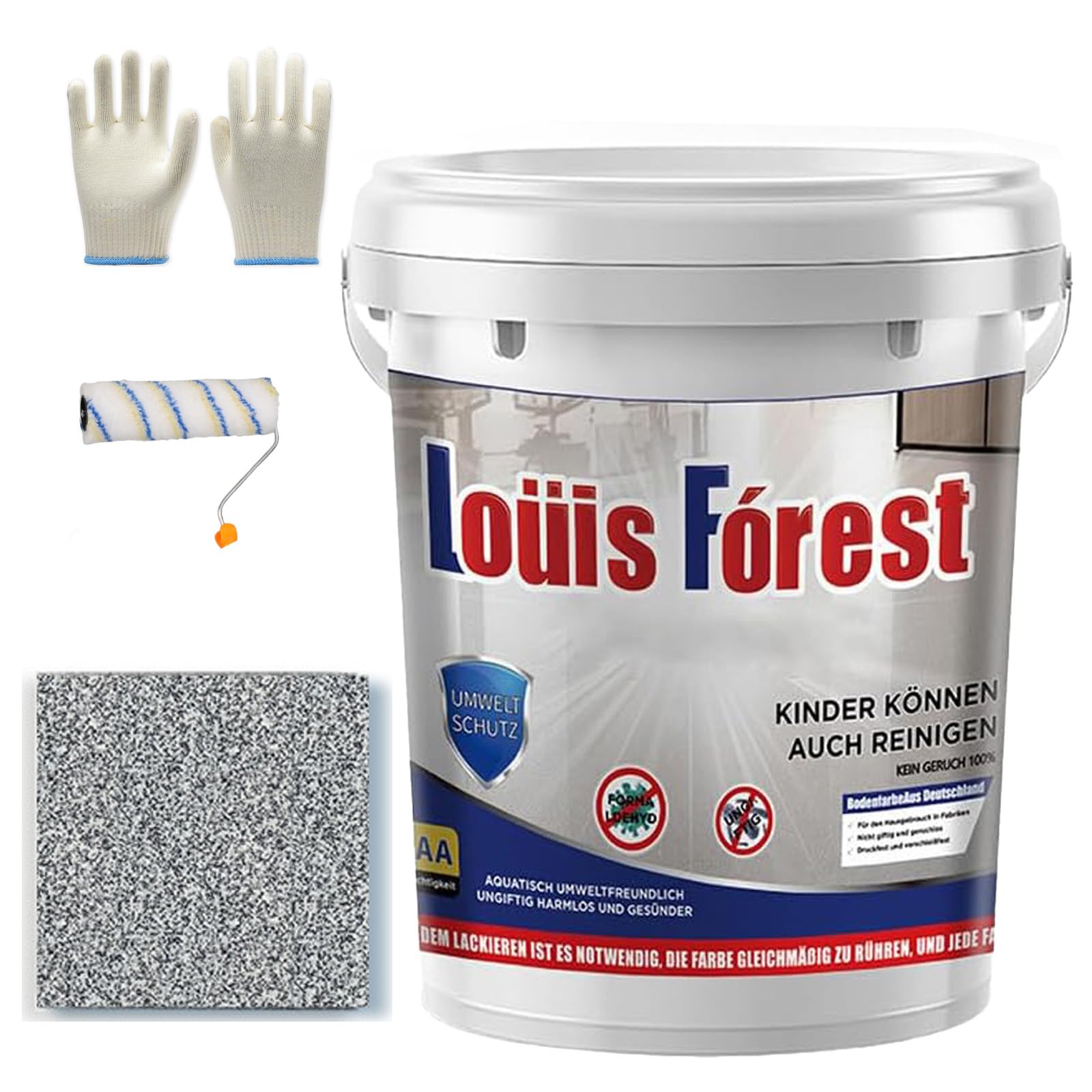 Louis Forest - Pintura epoxi para pisos, efecto mármol brillante, revestimiento impermeable y antideslizante a base de agua para garaje (gris oscuro, 1 kg)