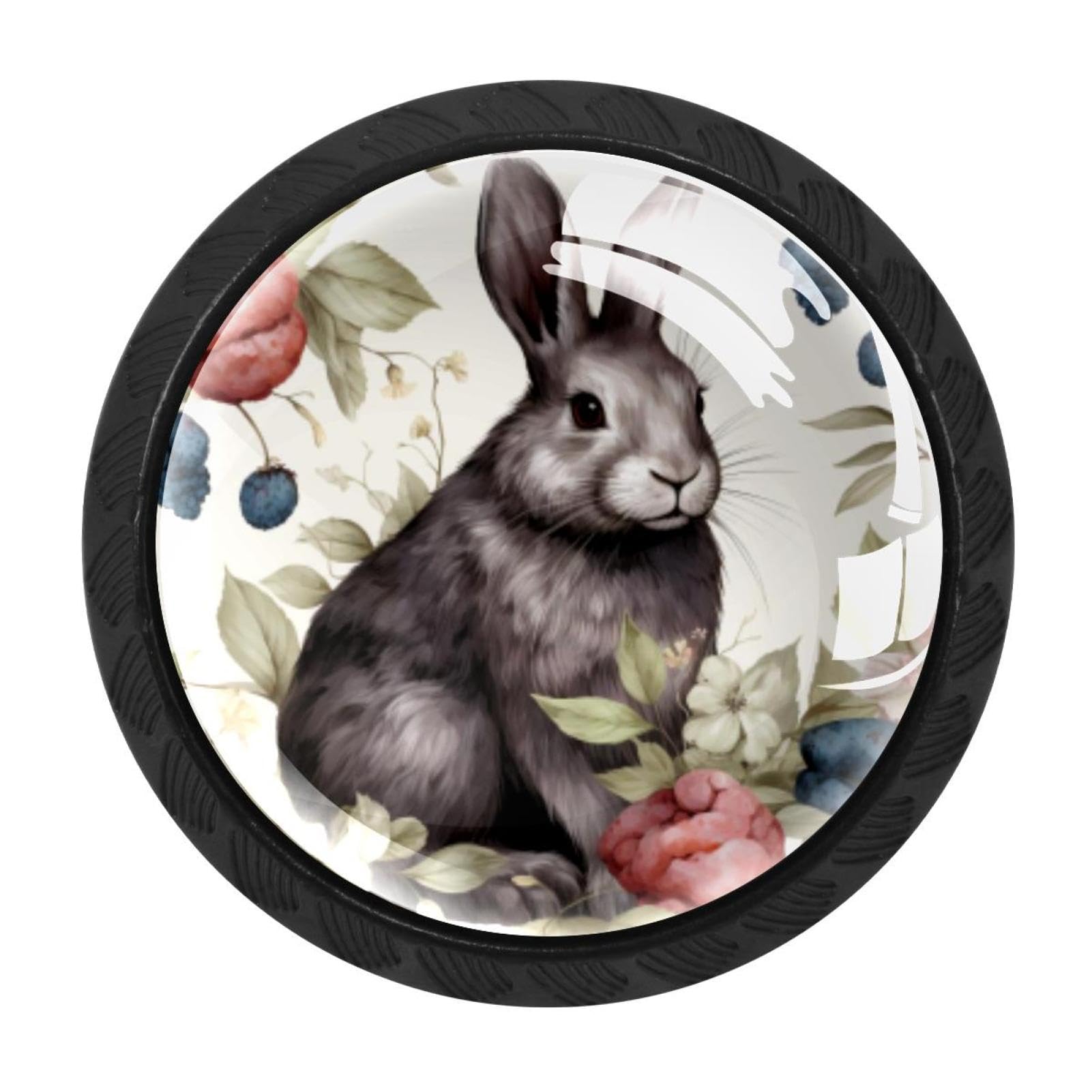 Chenzzzz Multicolored 16 4 Pack Black Rabbit Bunny Cabinet Pulls With Screws, Kitchen Cabinet Knobs Hardware