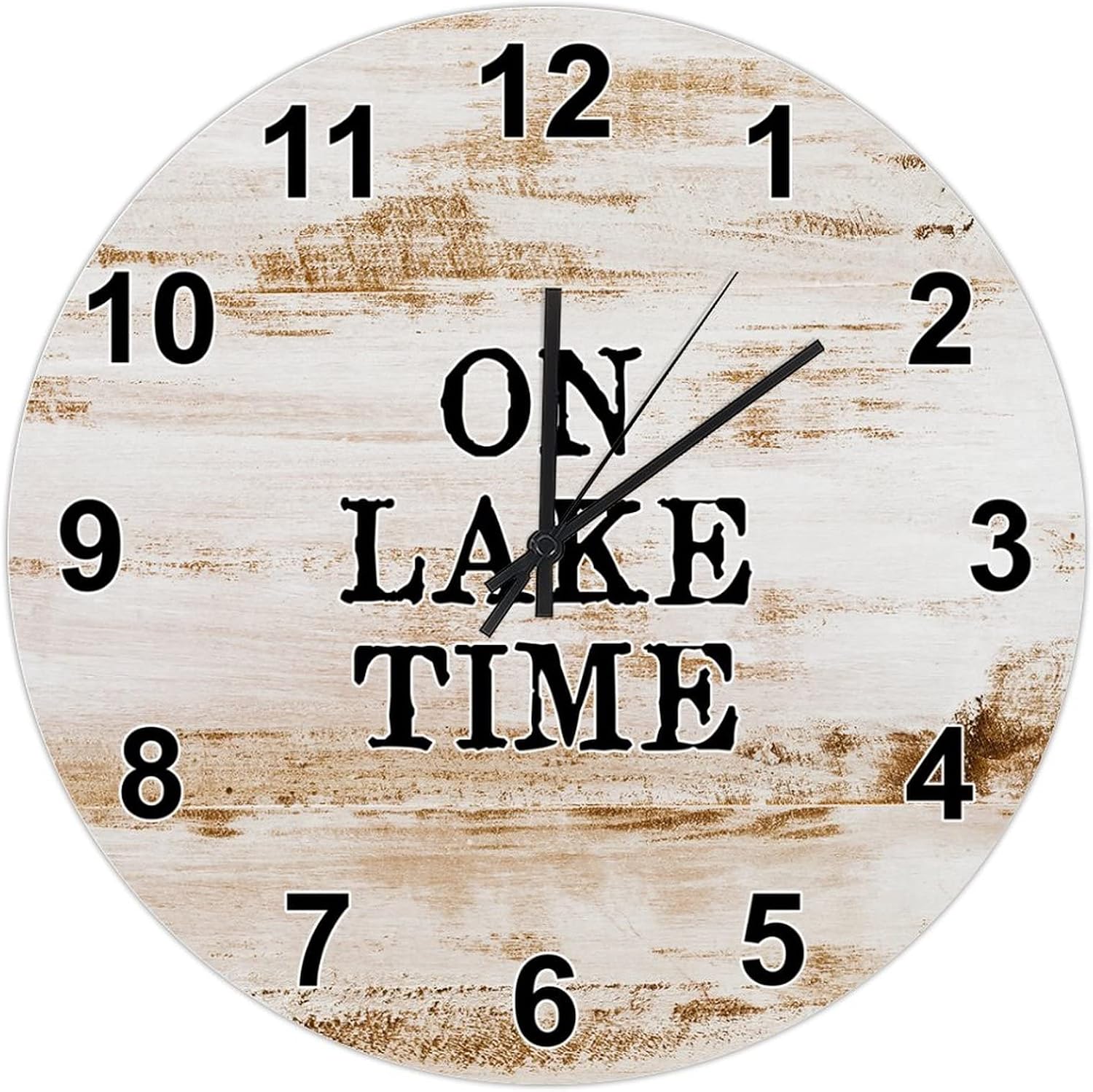 UFunhome Farmhouse Wall Clock Lake on Lake Time Silent Non-Ticking Vintage Country Battery Operated Wood Boards Clock for Home/Kitchen/Office/Classroom/School Housewarming Gift 15-Inch
