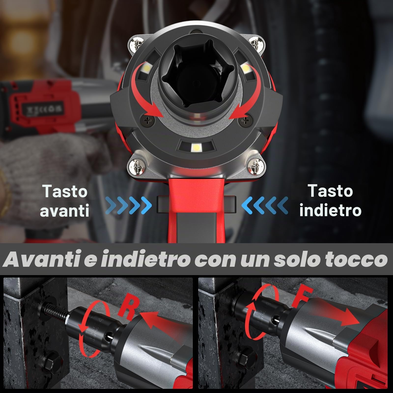 21V Avvitatore a Impulsi Brushless,Chiave Elettrica 3 in 1,3400RPM,550Nm Professional 1/2’’Elevata Avvitatori a Massa Battente, Batteria 4.0Ah, 4 Bussola,12 Punte, Avvitatore Batteria per Auto Casa