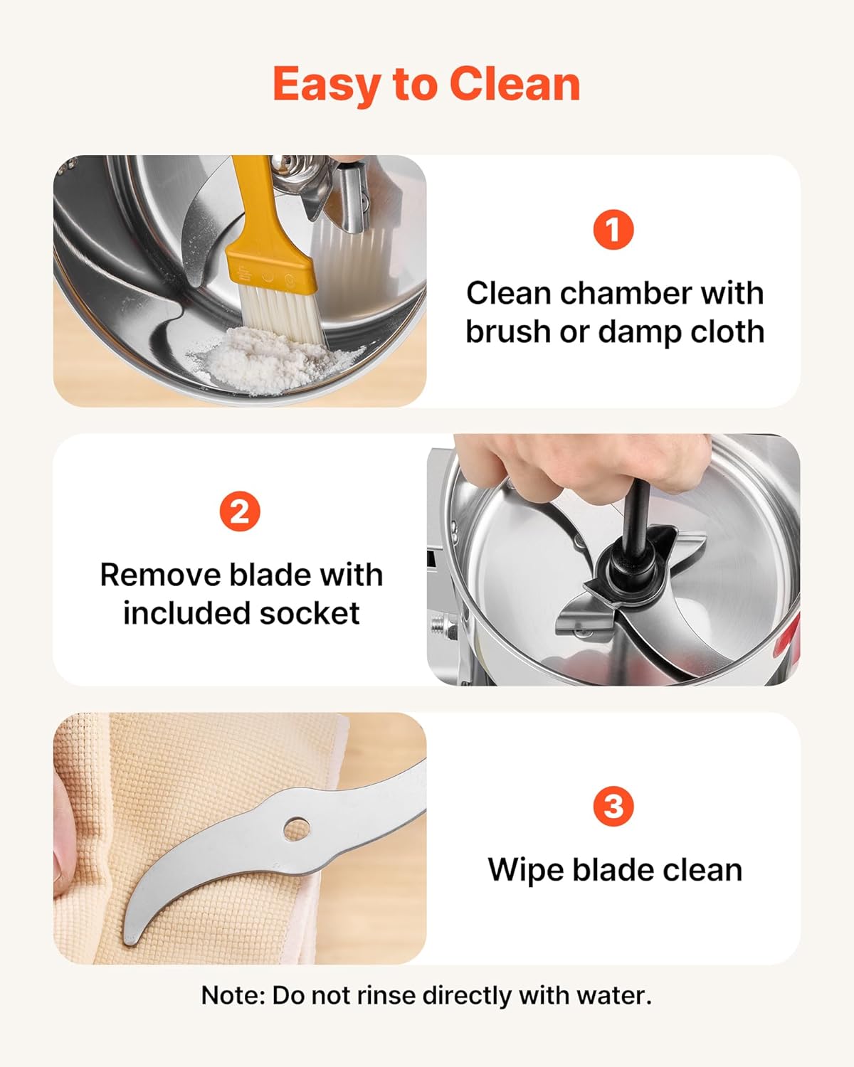 VEVOR 300g Electric Grain Mill Grinder, High Speed 1500W Commercial Spice Grinders, Stainless Steel Pulverizer Powder Machine, for Dry Grains Spices Cereals Coffee Corn Pepper, Swing Type