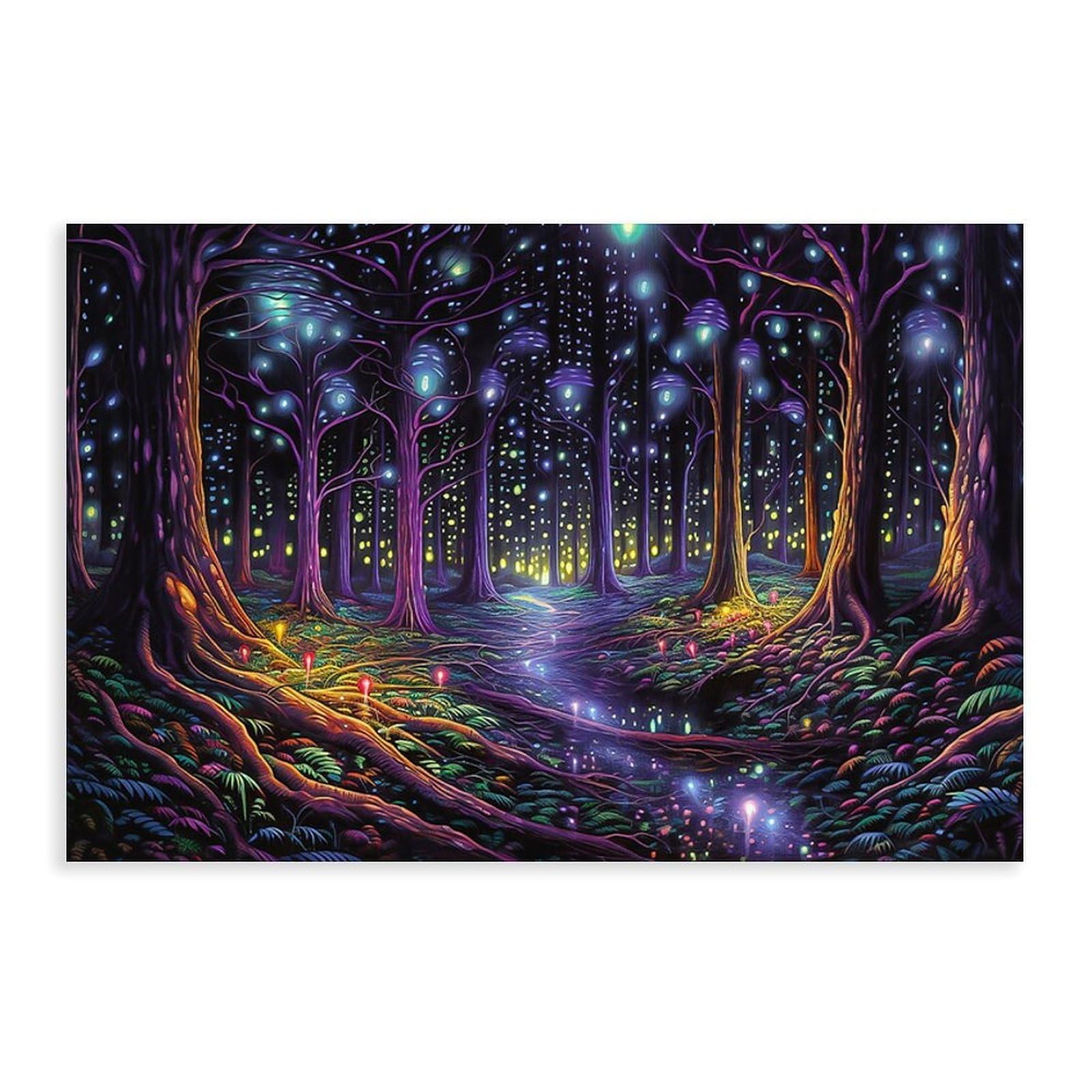 Bareronor Fireflies Illuminate Forest Canvas Poster Bedroom Decor Landscape Office Room Decor Gift 20" L X 30" W