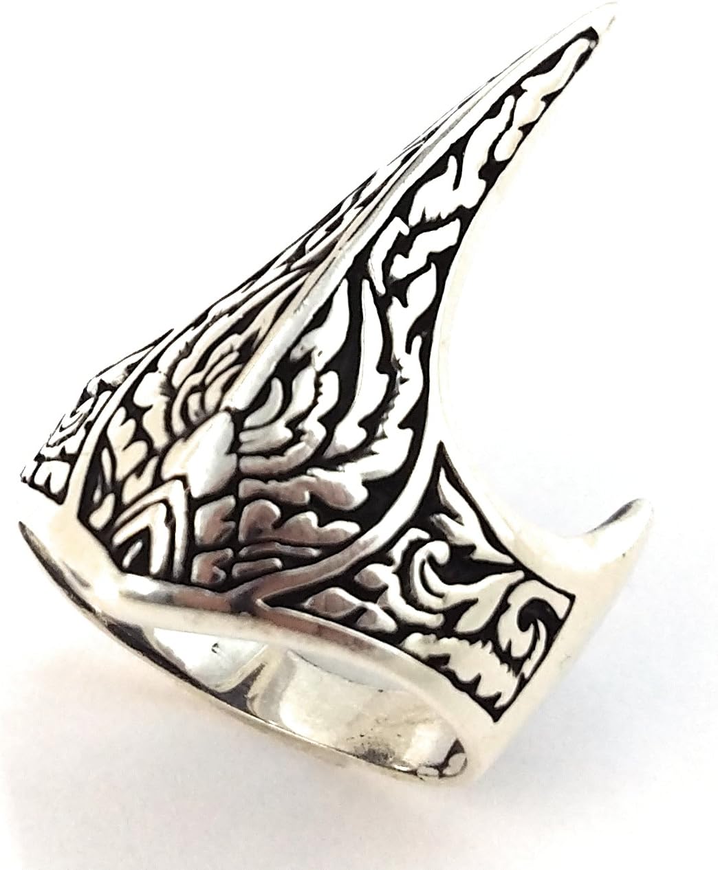 Fang Gothic Biker Retro Genuine Solid 925 Stelring Silver Turkish Handmade Luxury Men's Thumb Ring