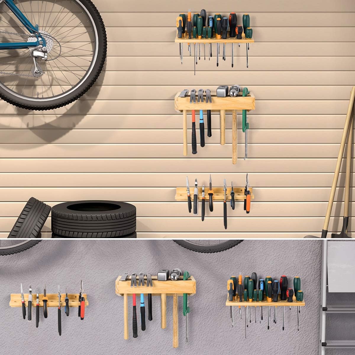 Flаѕh Dеаlѕ - 80% оƒƒ Screwdriver Tools Storage Rack, Wooden Screwdriver Organizer Wall Mount, Hammer Rack/Pliers Organizer Holder, Tool Organizer and Storage for Garage Workshop Home, 3 Pack