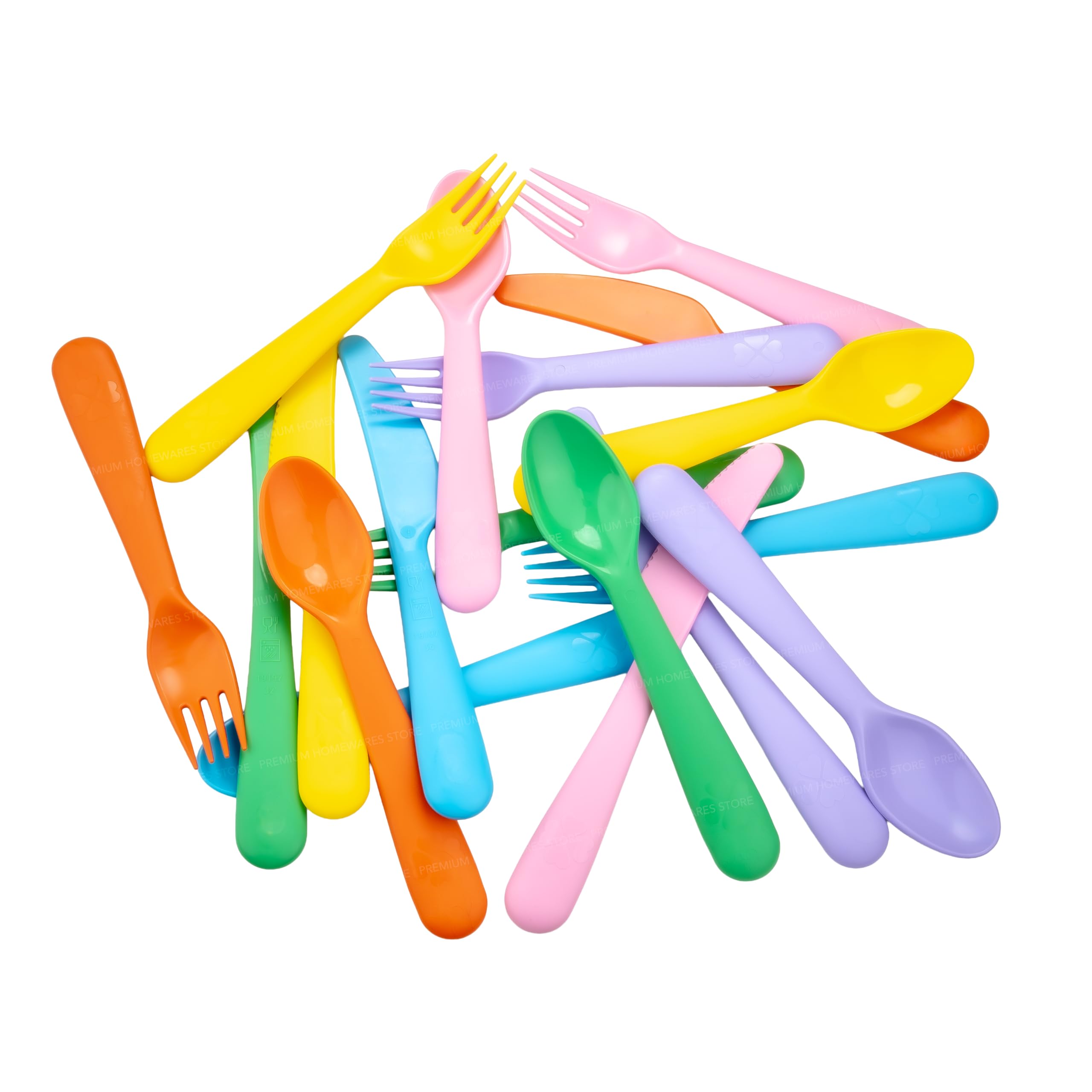 30 x 3pc (90pcs) KALAS Kids' Plastic Cutlery Set, Limited Edition Bright Summer Colours, Dishwasher Safe, Shatterproof & Hard Wearing