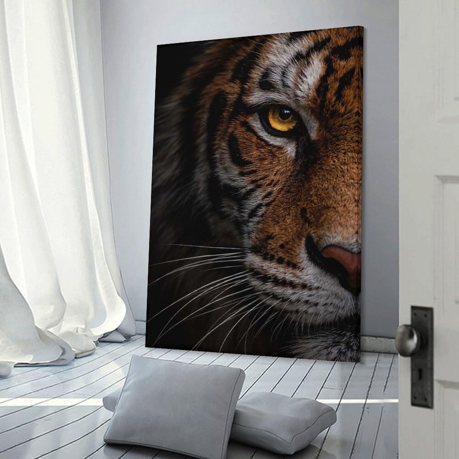 Close-up of A Tigers Eye Wall Decor Canvas Print, 08x12inch(20x30cm), for Home Lounge, Bedroom Or Reading Nook, Decorative Artwork for Empty Walls