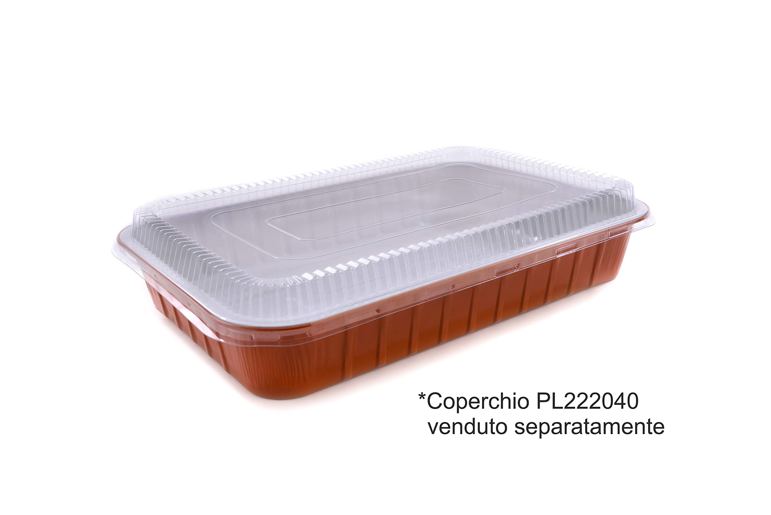 CONTITAL AS222040 | Bandejas de aluminio lacado de 6 porciones extrarrígidas de color blanco y cobre | Recipientes desechables con tapa | Ideales para bandejas de horno, microondas y para llevar | 50