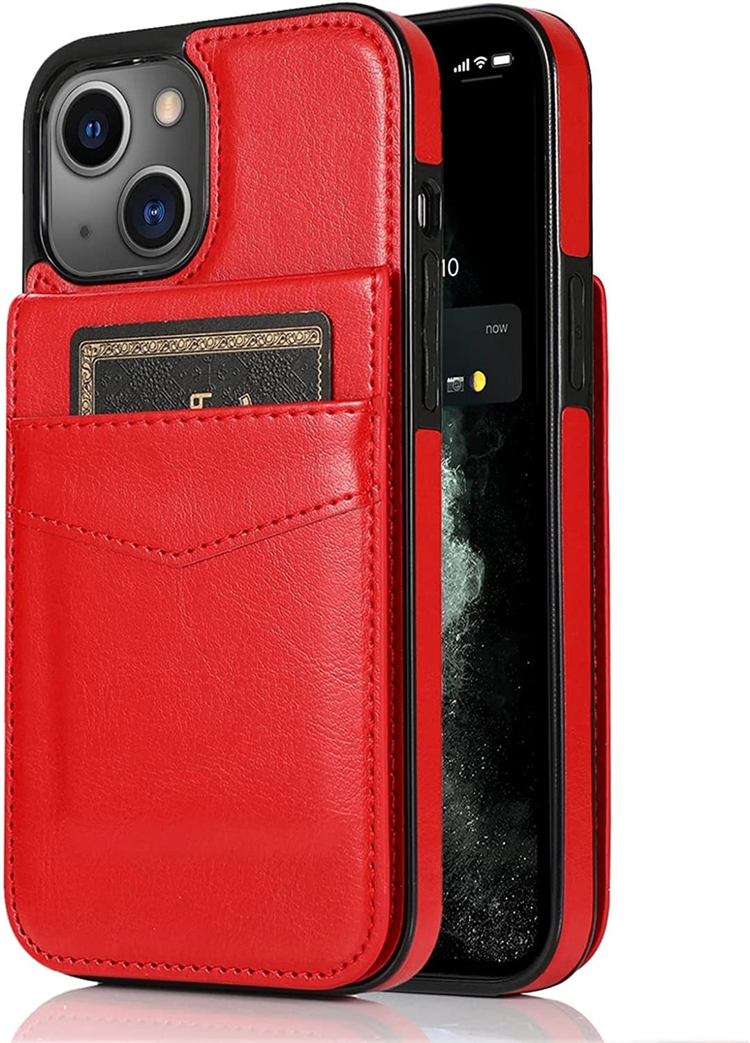 Coque iPhone 13 Mini TPU souple durable antichoc rouge porte-carte SCHIK 5.4