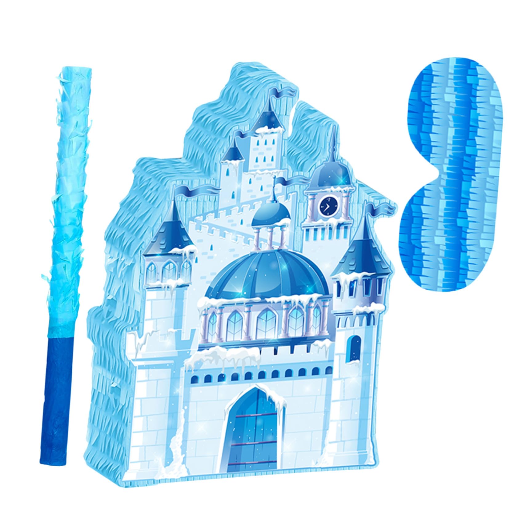 Beaupretty Schloss Piñata aus Papier mit Augenbinde und Fledermaus Konfetti Vielseitiger Süßigkeitenhalter und Spannendes Partyspiel für Kindergeburtstag im Winter und Prinzessinnenpartys