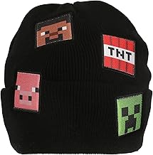 Minecraft Printed Character Patches Black Cuff Beanie