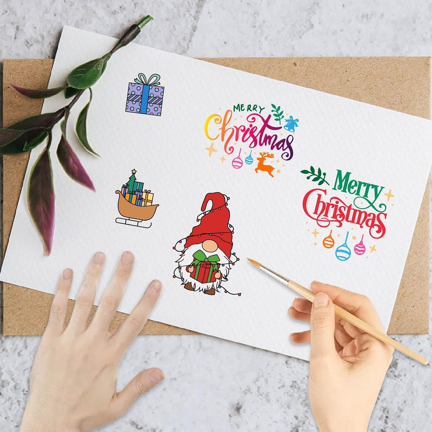 CRASPIRE Merry Christmas Snowman Clear Rubber Stamps Gnome Elf Elk Reusable Vintage Transparent Silicone Seal Stamps for Winter Xmas Gift DIY Craft Scrapbooking Journaling Holiday Card Making Supplies