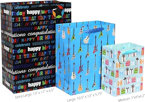 Miniatura 5 de 12 bolsas de regalo de cumpleaños, grandes, medianas y pequeñas, surtido de bolsas de regalo para niños, niñas, mujeres, hombres (tamaños surtidos)