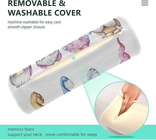 Miniatura 4 de YETTASBIN Bonita almohada redonda cilíndrica de gnomo para aliviar el dolor de cuello, suave y transpirable, almohada de espuma viscoelástica de