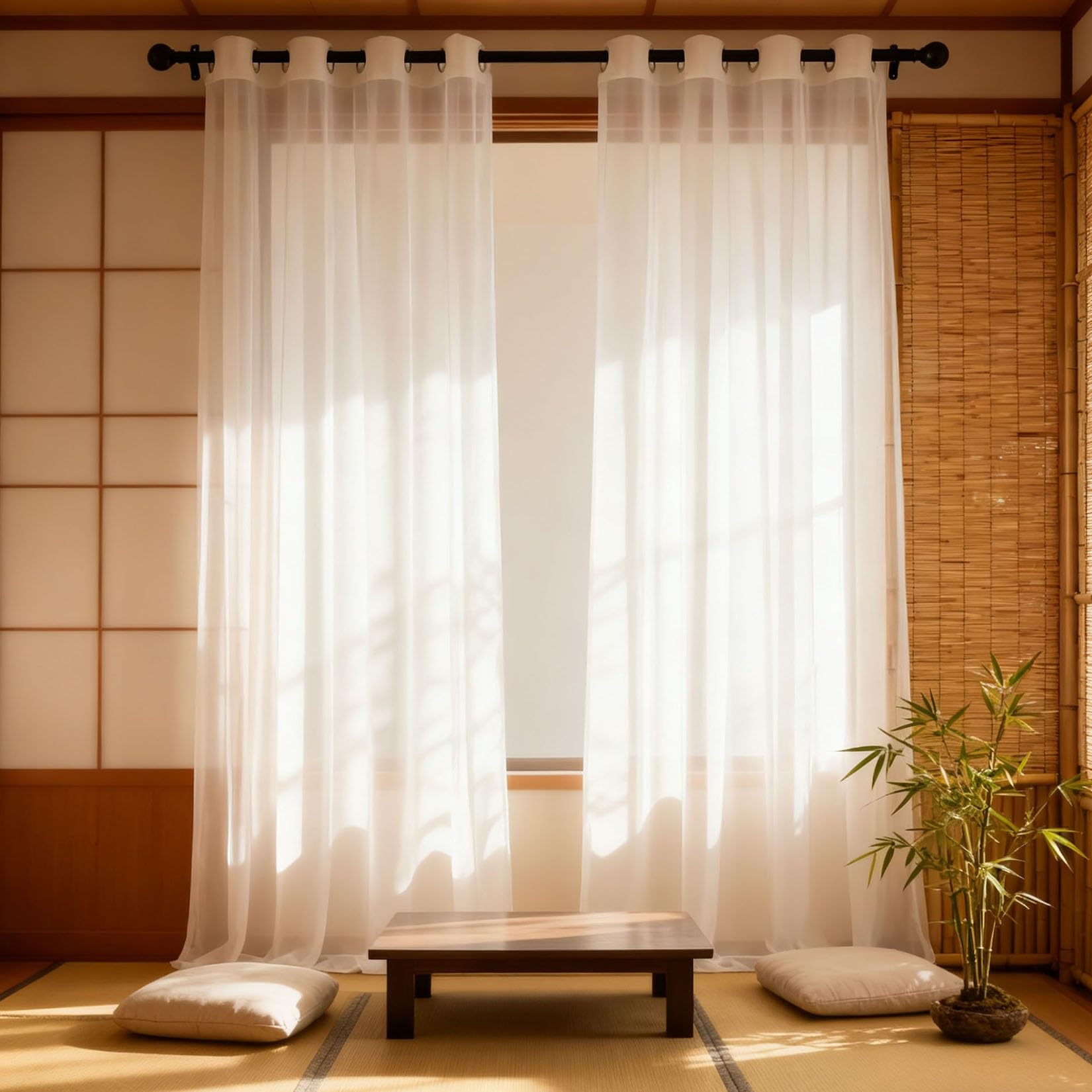 Cortinas traslúcidas de visillo finito que permiten la entrada de luz natural