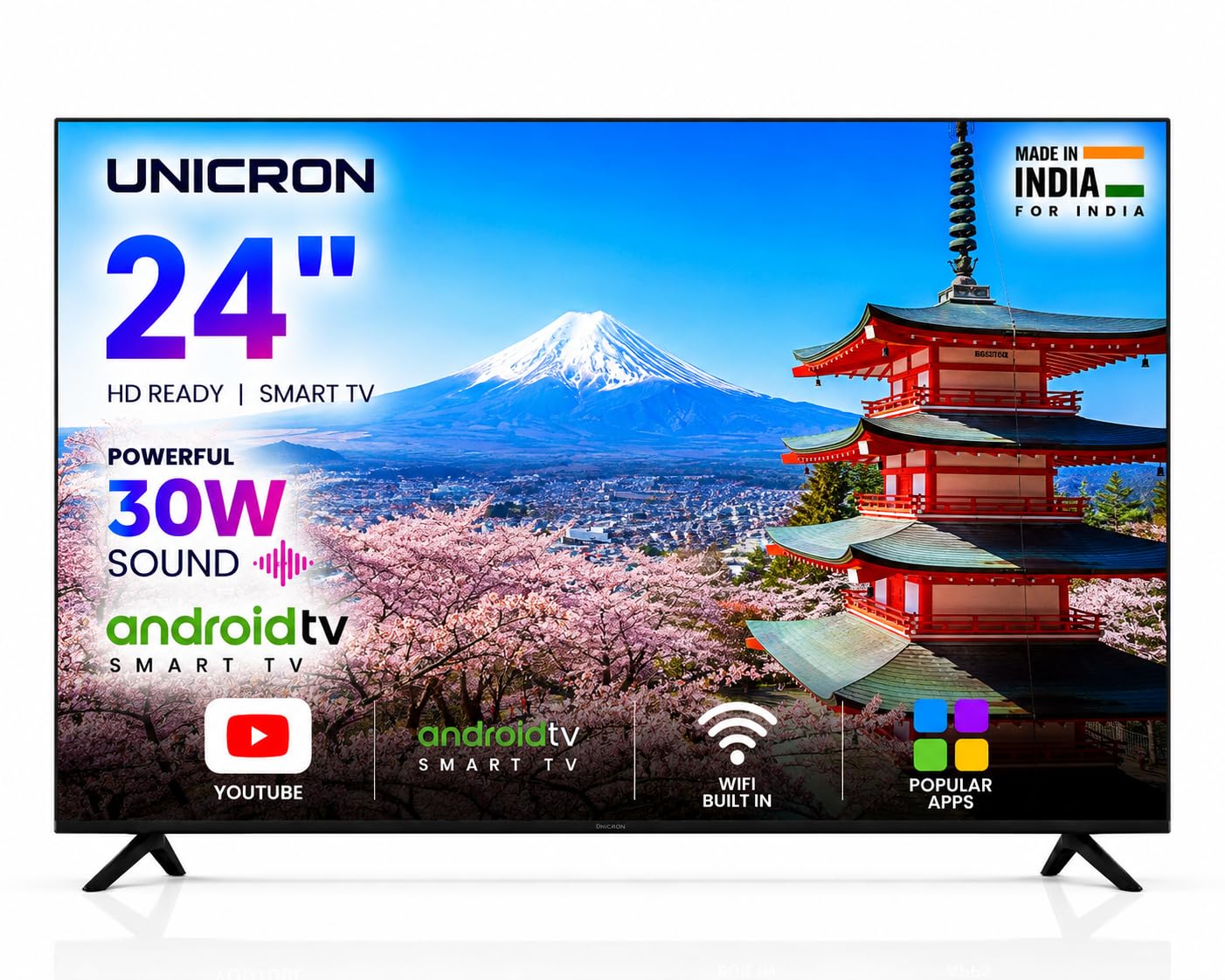UNICRON 24” INCH HD Ready Android Smart LED TV, 30 W Sound Speaker with WiFi Enabled, Apps Compatible (YouTube, Netflix, Prime Video) Mirror Screencast-image-35
