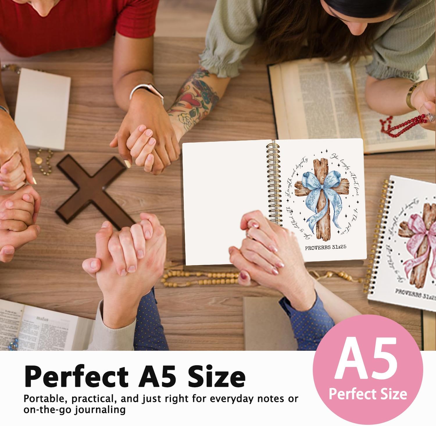 Coquette blue Bow Spiral Bible Notebook, Bible Study Journal, Church Notes Notebook for Note Taking,Proverbs 31 Woman Gift & Bible Study Supplies, Christian Notebook5.5 x 8.3 - Image 2