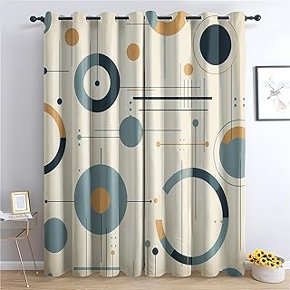 Mid Century Modern Curtains for Living Room Decor, 84 Inches Long, Geome...