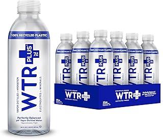 WTR+ Alkaline Water, 20 Fl Oz (Pack of 12), 9.5 pH with Electrolytes for a Crisp, Refreshing Taste