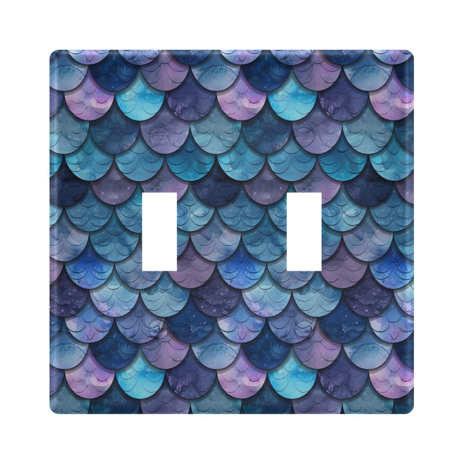 UMIRIKO Blue Purple Mermaid Scale Light Switch Cover Plate Covers Decorative Double Toggle Home Decor 202b3368