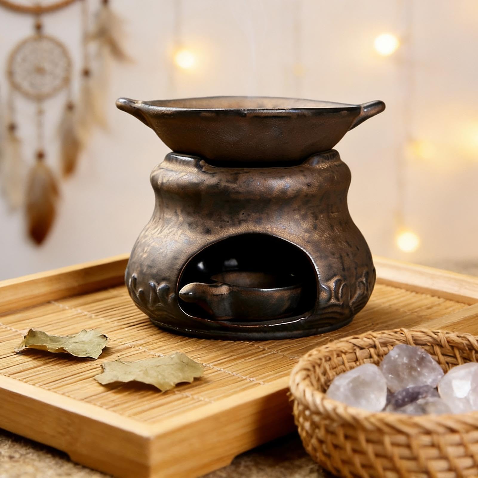 Fornello Aromaterapico Diffusore Di Aromi In mica Multifunzionale Con 2 | Kit Bruciatore Zen Ad Incenso E Per Sala Yoga, Casa, Ufficio, Scrivania, Camera Da , Meditazione
