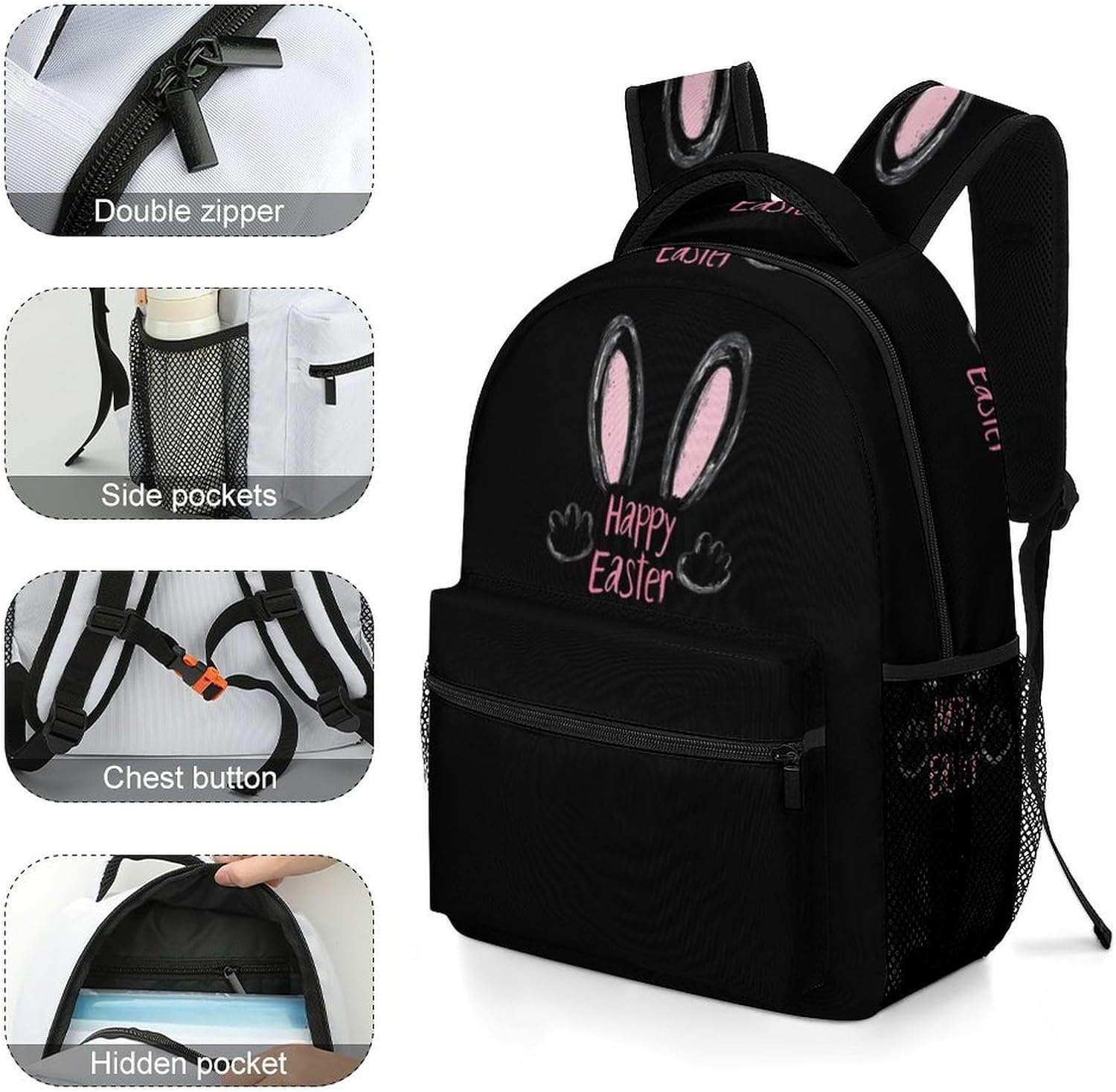 Happy Easter Laptop Backpack Lightweight Travel Daypack Shoulder Bag for Men Women