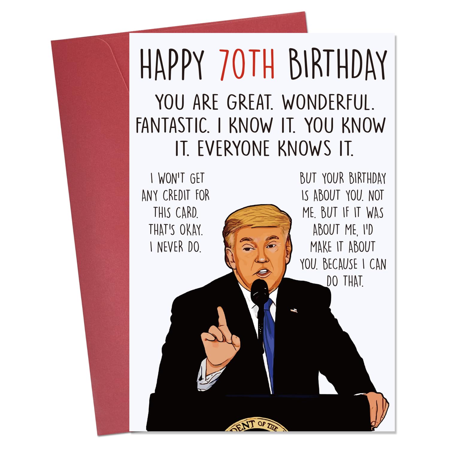 Hincoo Funny 70th Birthday Card for Women Men, Humor Donald Birthday Gifts for 70 Year Old Men Women, Happy 70th Bday Decorations for Dad Mom Grandpa