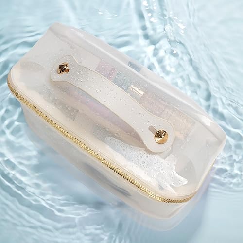 Miniatura 6 de Bolsas de viaje transparentes para artículos de tocador, bolsa transparente de TSA para cosméticos, bolsa ligera de PVC transparente con asa de