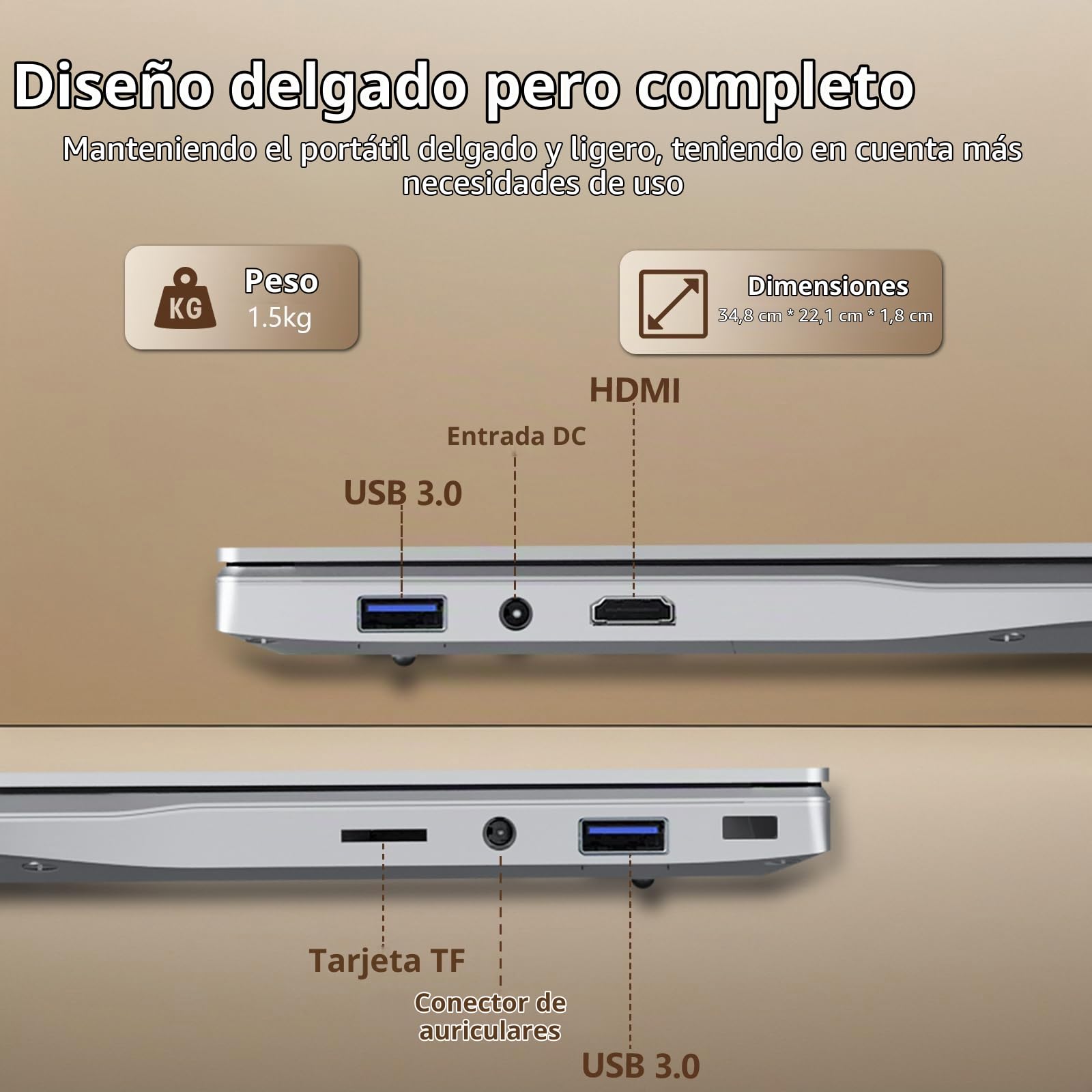 15,6 pulgadas Ordenador Portatil Win 11 PC Portatil 16GB RAM 512GB SSD - Laptop Celeron N5095 Graficos UHD - Computadora Portatil 1920*1080 FHD Pantalla Teclado numerico retroiluminado/Touch ID