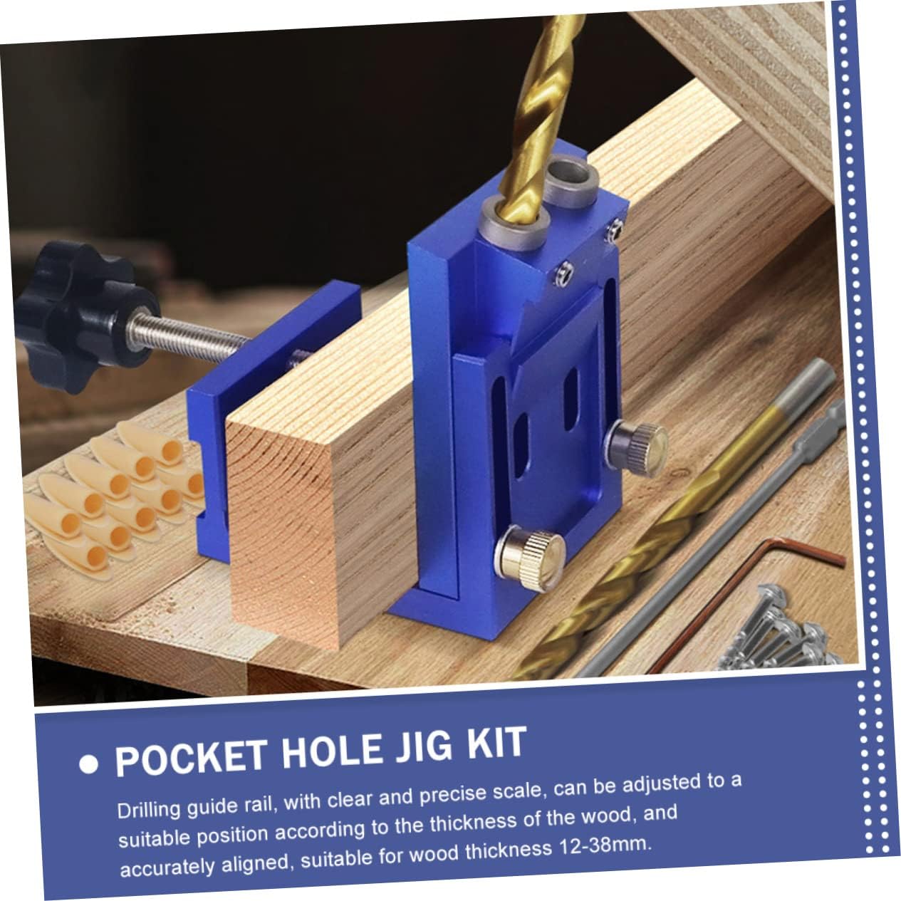 Lurrose 1Set Pocket Hole Kit Angle Locator for Woodworking Projects Easy Installation High Efficiency Compatible with Various for