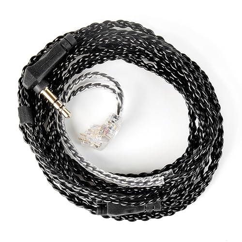 KZ ZSN PRO Earphone Upgraded Cable, 2M Long IEM Cable 4N OFC Braided Twisted Replacement Headphone Wire QDC-Pins for KZ ZS10 PRO/ZSN PRO X/EDX PRO/Castor/ZS12 PRO X Earbuds (QDC 3.5MM, without Mic) - 2PIN-C 3.5MM, without Mic - 2M Long - Dark