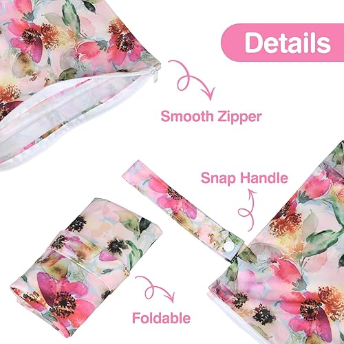 Miniatura 3 de Bolsa impermeable a prueba de desorden, paquete de 2 unidades, reutilizables, bolsas húmedas para trajes de baño y ropa de bebé, bolsa húmeda a