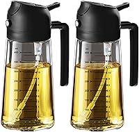 Vista 11 de TrendPlain - Pulverizador de aceite de oliva de vidrio de 16oz/470ml para cocinar – Botella dispensadora de aceite de oliva 2 en 1 para accesorios