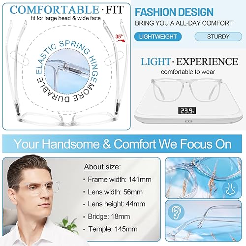 Miniatura 5 de MARE AZZURO Lentes de distancia 2.0 para hombres de gran tamaño con bloqueo de luz azul 1.00 1.25 1.50 1.75 2.00 2.25 2.50 2.75 3.00 3.50