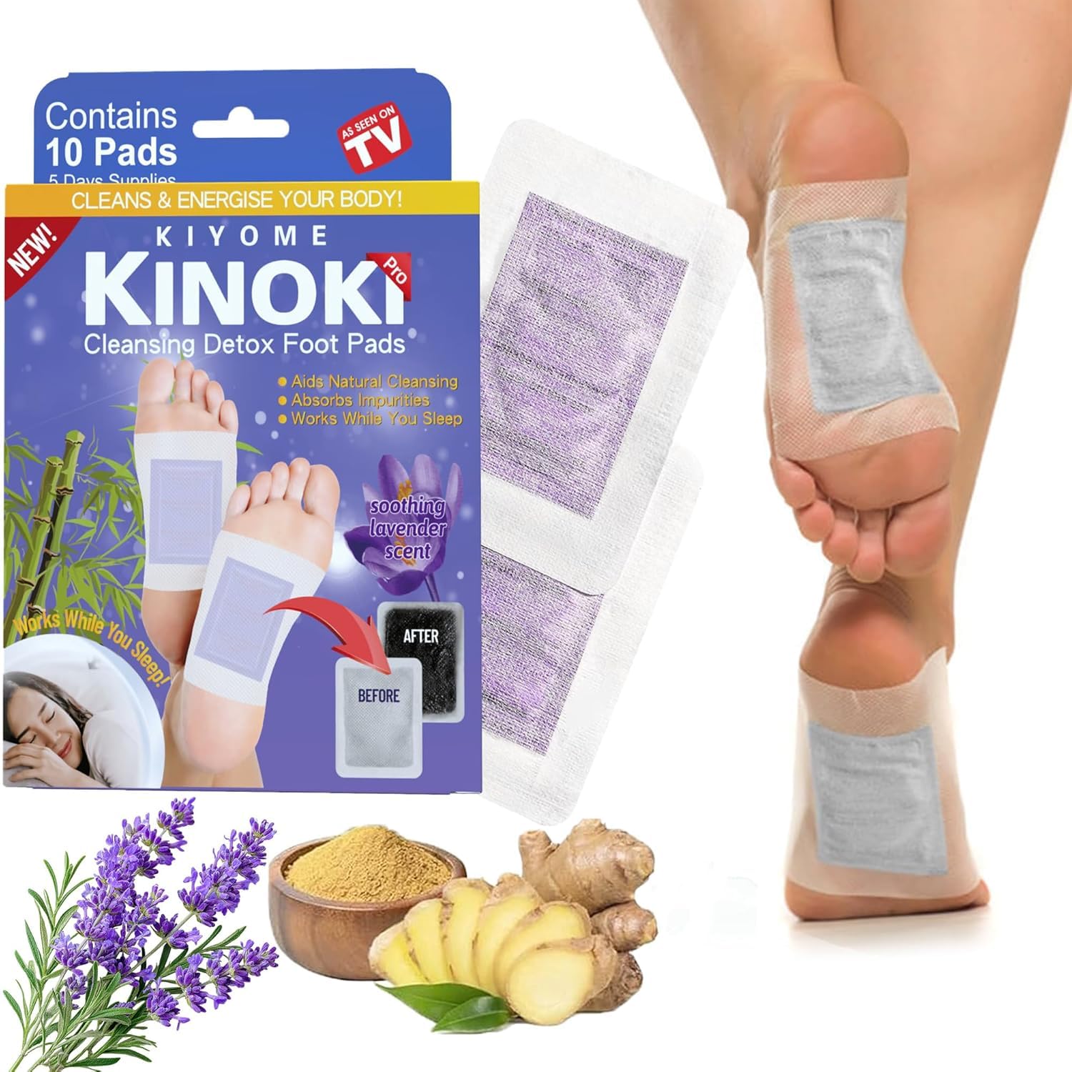 JENY Herbal Extract 100% Natural Wormwood Leaf Extract Patch Kinoki Detox Foot Pads Bamboo Vinegar Detox Foot Pads (10 Pcs)-image-26